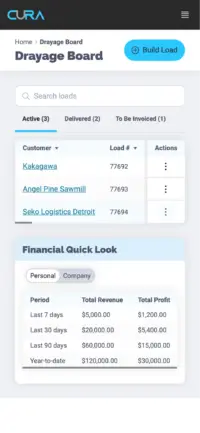 Storybook view of a Load Board template