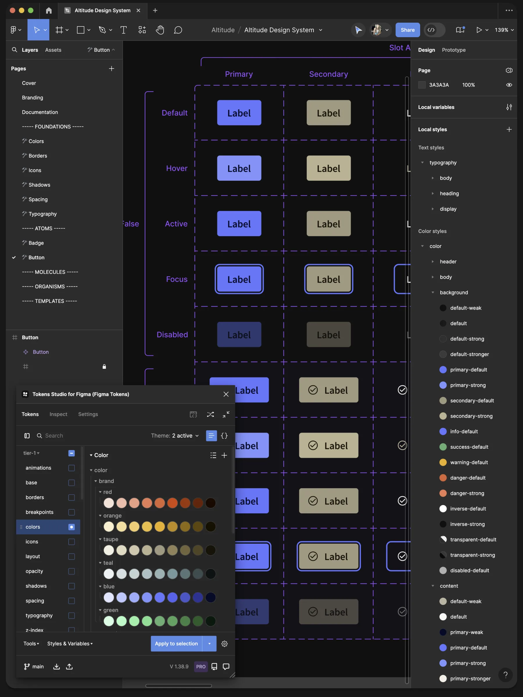 Figma using Token Studio